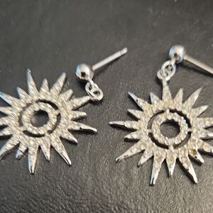 Silver Sunburst Earrings